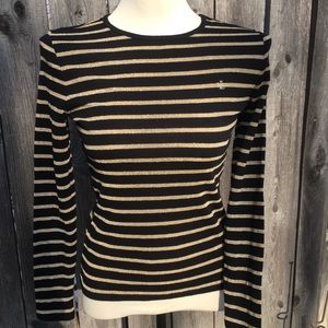 Ralph Lauren Black and Gold Striped Sweater